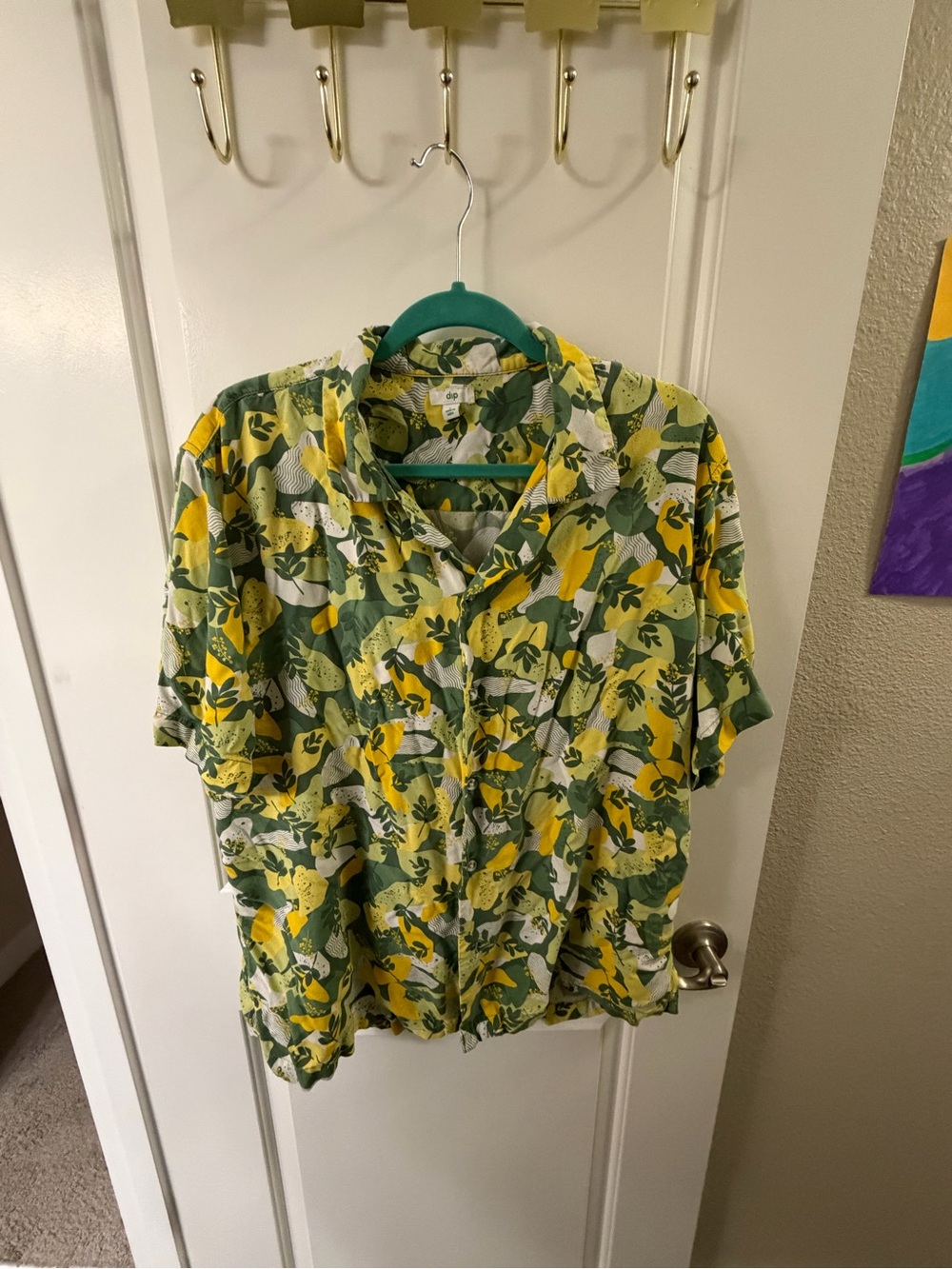 dip Tropical Print Short Sleeve Shirt - Yellow & Green